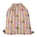 Pastel Striped Cupcake Pattern Print Drawstring Bag