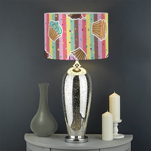 Pastel Striped Cupcake Pattern Print Drum Lamp Shade