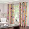 Pastel Striped Cupcake Pattern Print Extra Wide Grommet Curtains