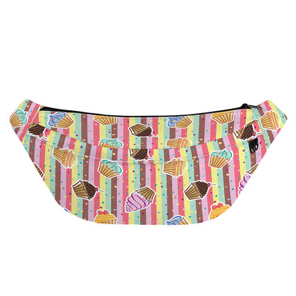 Pastel Striped Cupcake Pattern Print Fanny Pack