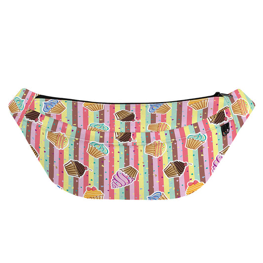 Pastel Striped Cupcake Pattern Print Fanny Pack