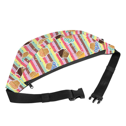 Pastel Striped Cupcake Pattern Print Fanny Pack
