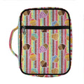 Pastel Striped Cupcake Pattern Print Front Pocket Bible Bag