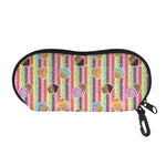 Pastel Striped Cupcake Pattern Print Glasses Case