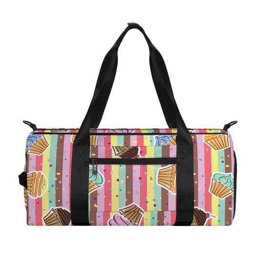 Pastel Striped Cupcake Pattern Print Gym Bag