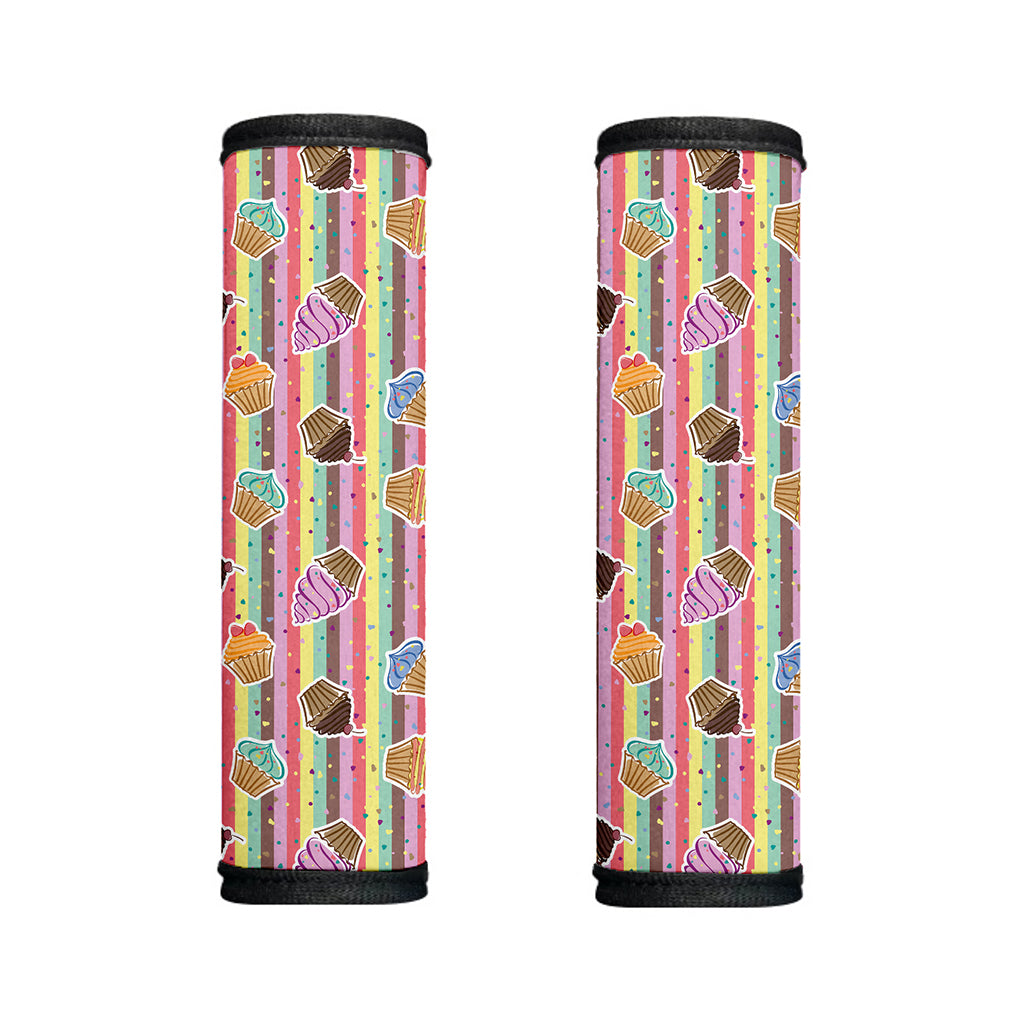 Pastel Striped Cupcake Pattern Print Handle Covers