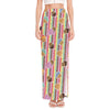 Pastel Striped Cupcake Pattern Print High Slit Maxi Skirt