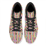 Pastel Striped Cupcake Pattern Print High Top Leather Sneakers