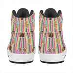Pastel Striped Cupcake Pattern Print High Top Leather Sneakers