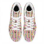 Pastel Striped Cupcake Pattern Print High Top Leather Sneakers