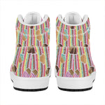 Pastel Striped Cupcake Pattern Print High Top Leather Sneakers