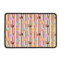 Pastel Striped Cupcake Pattern Print Kitchen Mat