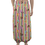 Pastel Striped Cupcake Pattern Print Lantern Pants