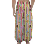 Pastel Striped Cupcake Pattern Print Lantern Pants