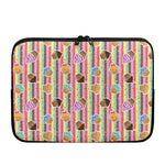 Pastel Striped Cupcake Pattern Print Laptop Sleeve