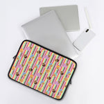 Pastel Striped Cupcake Pattern Print Laptop Sleeve