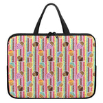 Pastel Striped Cupcake Pattern Print Laptop Sleeve With Handle