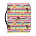 Pastel Striped Cupcake Pattern Print Leather Bible Cover
