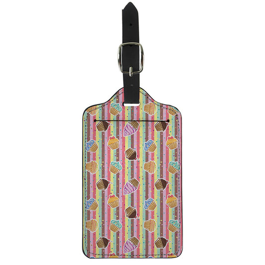 Pastel Striped Cupcake Pattern Print Luggage Tag