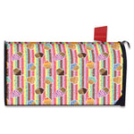 Pastel Striped Cupcake Pattern Print Mailbox Cover
