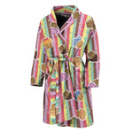 Pastel Striped Cupcake Pattern Print Men's Bathrobe