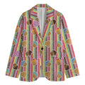 Pastel Striped Cupcake Pattern Print Men's Blazer