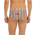 Pastel Striped Cupcake Pattern Print Men's Briefs