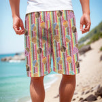 Pastel Striped Cupcake Pattern Print Men's Cargo Shorts