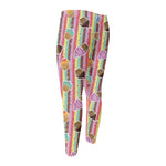 Pastel Striped Cupcake Pattern Print Men's Compression Pants