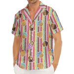 Pastel Striped Cupcake Pattern Print Men's Deep V-Neck Shirt