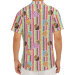 Pastel Striped Cupcake Pattern Print Men's Deep V-Neck Shirt