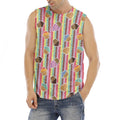 Pastel Striped Cupcake Pattern Print Men's Fitness Tank Top