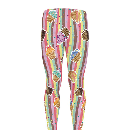 Pastel Striped Cupcake Pattern Print Men's leggings