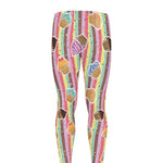 Pastel Striped Cupcake Pattern Print Men's leggings