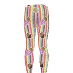 Pastel Striped Cupcake Pattern Print Men's leggings