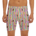 Pastel Striped Cupcake Pattern Print Men's Long Boxer Briefs