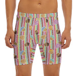 Pastel Striped Cupcake Pattern Print Men's Long Boxer Briefs