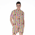 Pastel Striped Cupcake Pattern Print Men's Romper