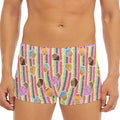 Pastel Striped Cupcake Pattern Print Men's Short Boxer Briefs