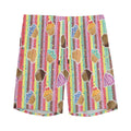 Pastel Striped Cupcake Pattern Print Men's Athletic Shorts