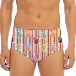 Pastel Striped Cupcake Pattern Print Men's Triangle Swim Briefs