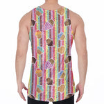 Pastel Striped Cupcake Pattern Print Men's Velvet Tank Top