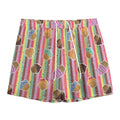 Pastel Striped Cupcake Pattern Print Mesh Shorts