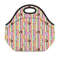 Pastel Striped Cupcake Pattern Print Neoprene Lunch Bag