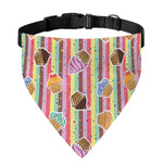 Pastel Striped Cupcake Pattern Print Over The Collar Dog Bandana