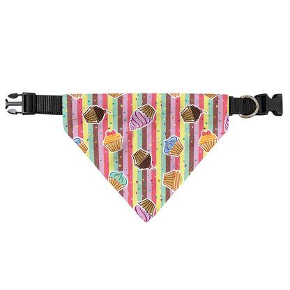 Pastel Striped Cupcake Pattern Print Over The Collar Dog Bandana