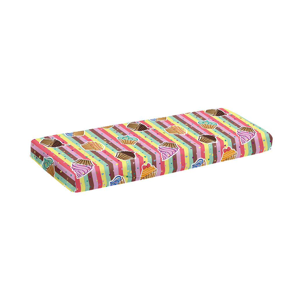 Pastel Striped Cupcake Pattern Print Piano Keyboard Cover