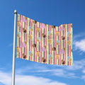 Pastel Striped Cupcake Pattern Print Polyester Flag