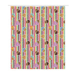 Pastel Striped Cupcake Pattern Print Polyester Shower Curtain