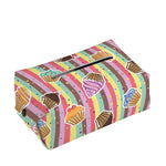 Pastel Striped Cupcake Pattern Print Rectangle Tissue Box Cover